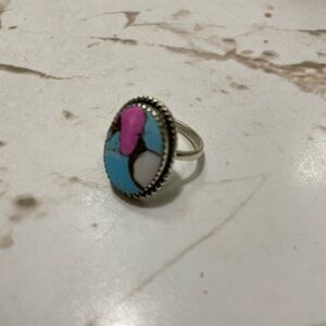 Cotton Candy Adjustable, Sterling Silver Ring Size 8 NWOT